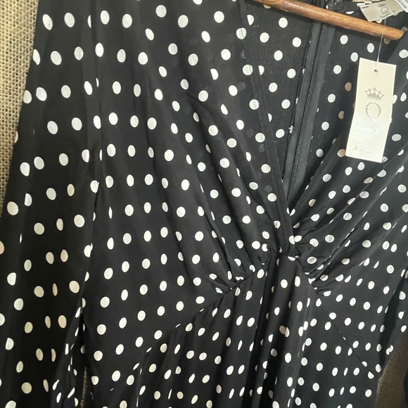 NWT! Queen Bee Maternity wrap midi dress black polka 12 long sleeves - Picture 7 of 11